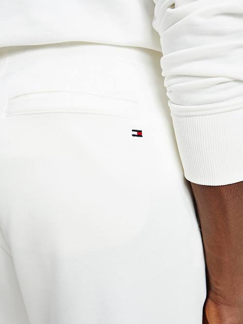 White Tommy Hilfiger Exclusive Flag Logo Cuffed Joggers Men's Pants | TH578TMN