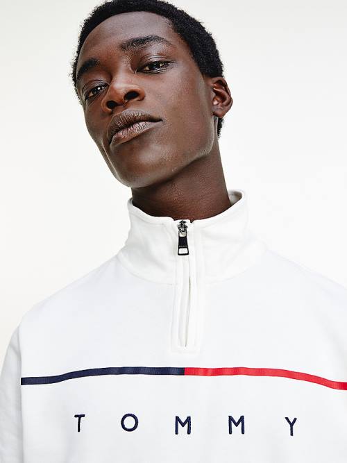 White Tommy Hilfiger Exclusive Mock Turtleneck Men's Sweatshirts | TH365ZUP