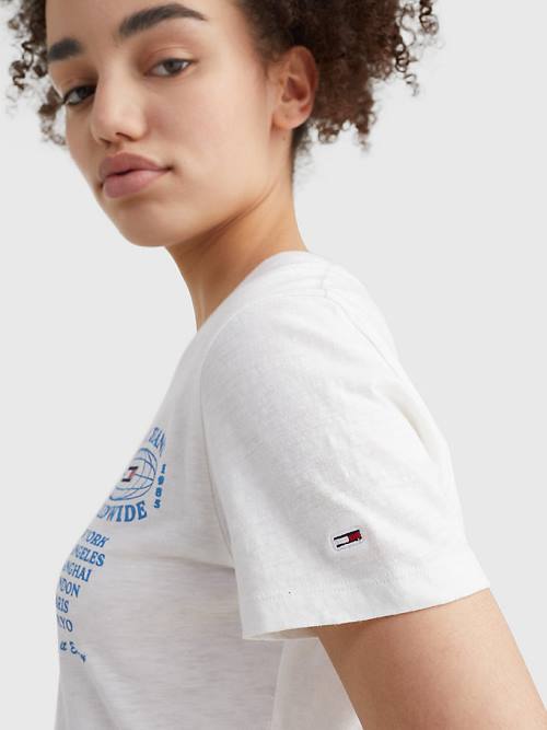 White Tommy Hilfiger Expedition Logo Women's T Shirts | TH395PUG