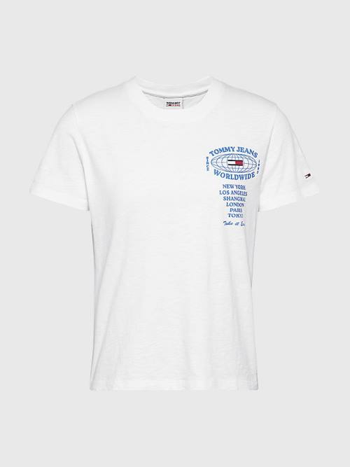 White Tommy Hilfiger Expedition Logo Women's T Shirts | TH395PUG