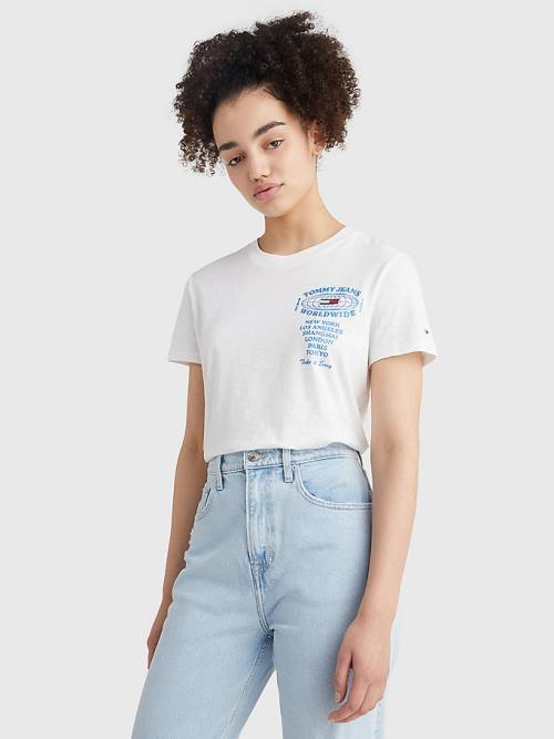 White Tommy Hilfiger Expedition Logo Women\'s T Shirts | TH395PUG