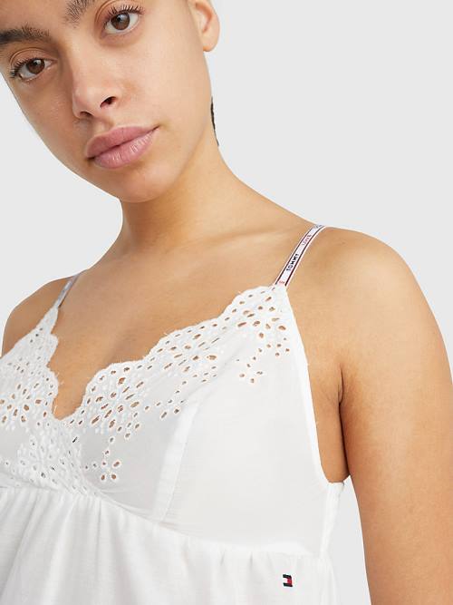 White Tommy Hilfiger Eyelet Lace Cami Women's Pyjamas | TH219ATS