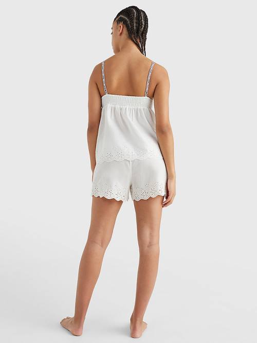 White Tommy Hilfiger Eyelet Lace Cami Women's Pyjamas | TH219ATS