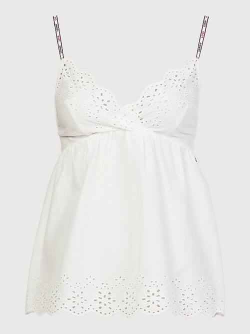 White Tommy Hilfiger Eyelet Lace Cami Women's Pyjamas | TH219ATS