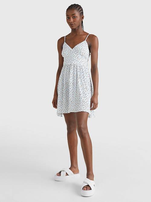 White Tommy Hilfiger Fit And Flare Print Mini Women's Dress | TH013OCF