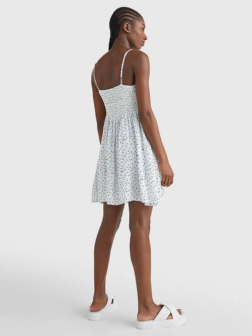 White Tommy Hilfiger Fit And Flare Print Mini Women's Dress | TH013OCF