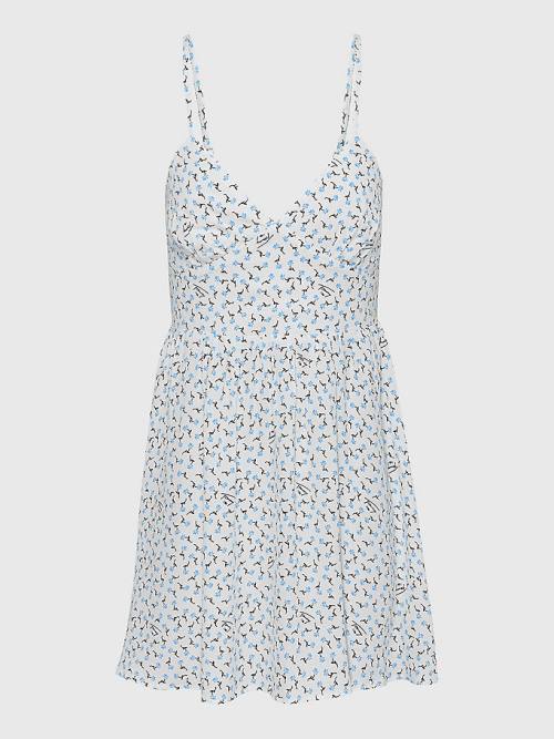 White Tommy Hilfiger Fit And Flare Print Mini Women's Dress | TH013OCF