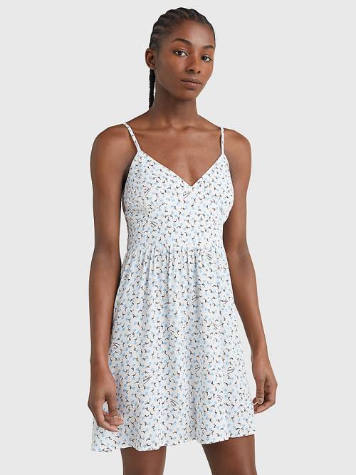 White Tommy Hilfiger Fit And Flare Print Mini Women\'s Dress | TH013OCF