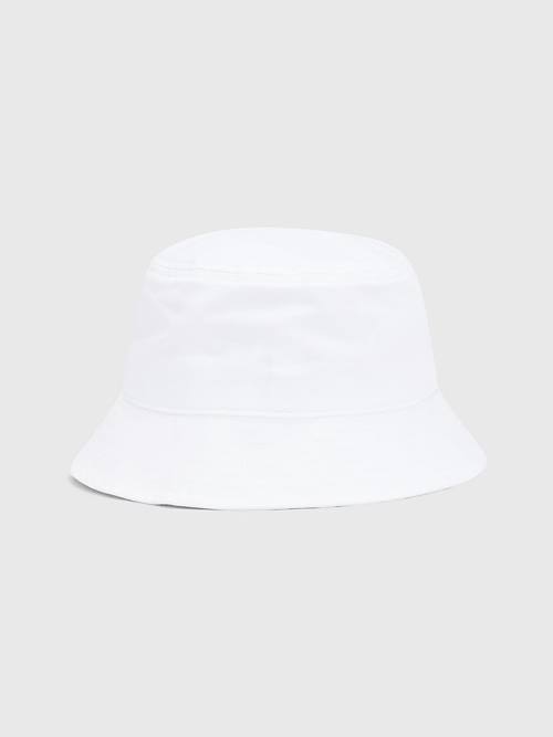 White Tommy Hilfiger Flag Embroidery Bucket Men's Hats | TH160BNX