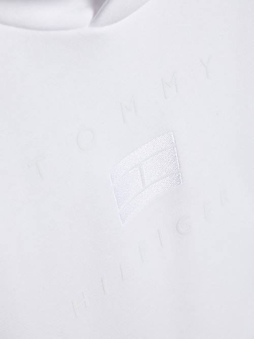 White Tommy Hilfiger Flag Logo Boys' Hoodie | TH831ZHJ