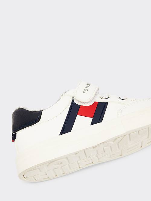 White Tommy Hilfiger Flag Low-Top Boys' Sneakers | TH532KJN