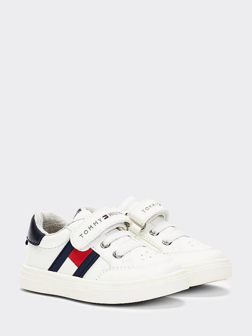 White Tommy Hilfiger Flag Low-Top Boys\' Sneakers | TH532KJN