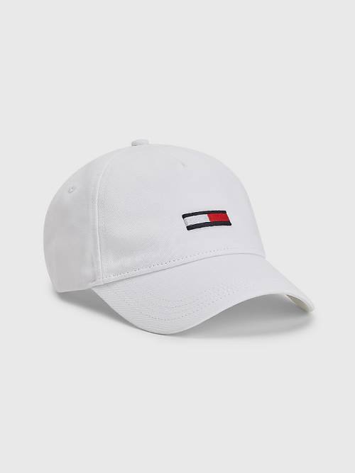 White Tommy Hilfiger Flag Patch Cap Women\'s Hats | TH805CGM