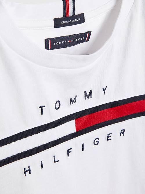 White Tommy Hilfiger Flag Rib Insert Boys' T Shirts | TH690WNA