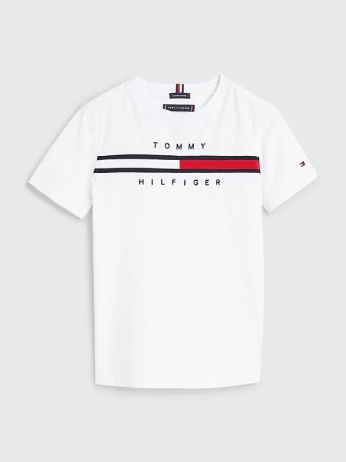 White Tommy Hilfiger Flag Rib Insert Boys\' T Shirts | TH690WNA