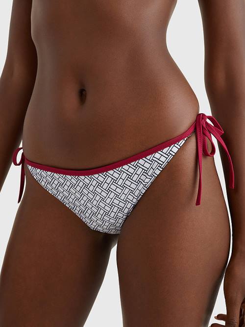 White Tommy Hilfiger Flag Side Tie Bikini Bottoms Women's Swimwear | TH728CVQ