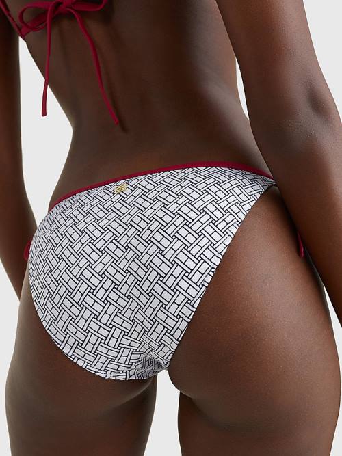 White Tommy Hilfiger Flag Side Tie Bikini Bottoms Women's Swimwear | TH728CVQ