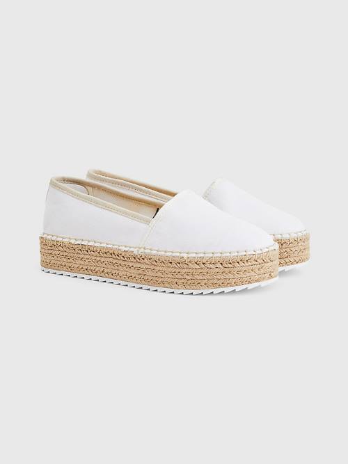 White Tommy Hilfiger Flatform Espadrilles Women\'s Loafers | TH957FKU