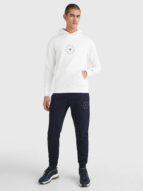 White Tommy Hilfiger Flex Fleece Graphic Men's Hoodie | TH861NWX