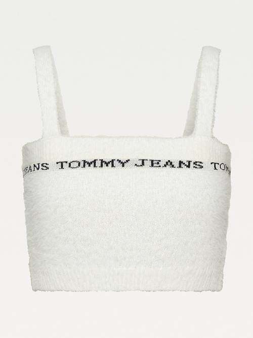 White Tommy Hilfiger Furry Cropped Cami Women's Sweaters | TH215EUH