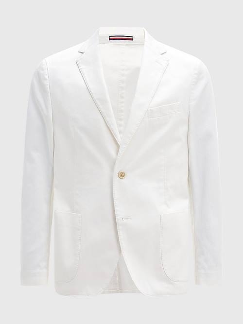 White Tommy Hilfiger Garment-Dyed Slim Fit Men's Blazers | TH154HJS