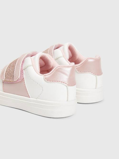 White Tommy Hilfiger Glitter Flag Girls' Sneakers | TH495JML