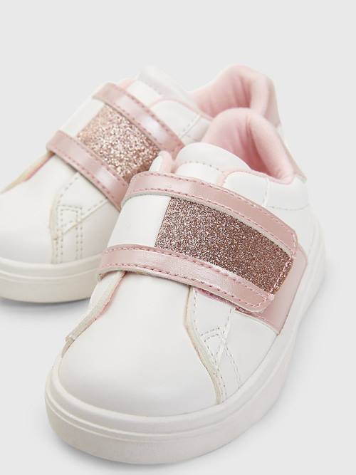 White Tommy Hilfiger Glitter Flag Girls' Sneakers | TH495JML