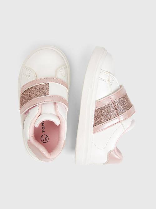 White Tommy Hilfiger Glitter Flag Girls' Sneakers | TH495JML