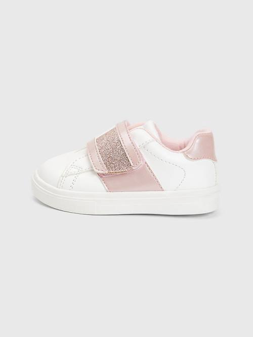 White Tommy Hilfiger Glitter Flag Girls' Sneakers | TH495JML