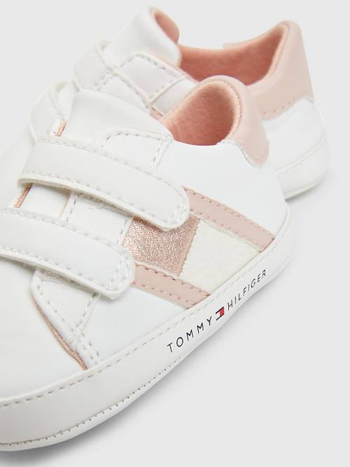 White Tommy Hilfiger Glitter Tonal Flag Girls' Sneakers | TH602WAU