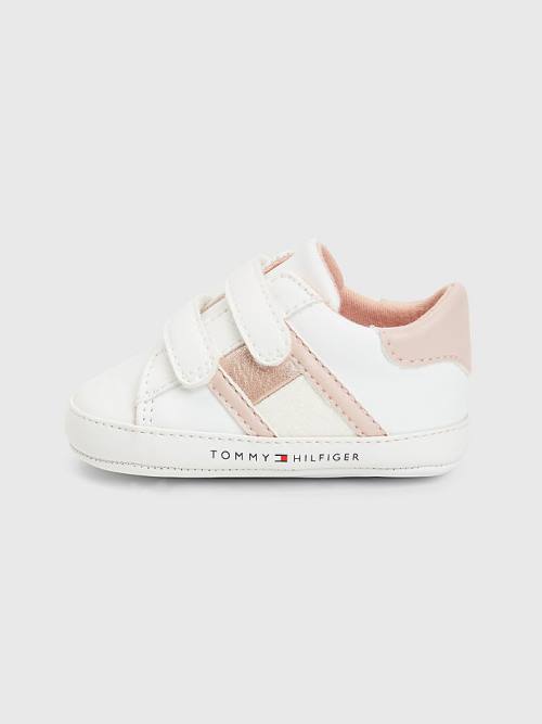 White Tommy Hilfiger Glitter Tonal Flag Girls' Sneakers | TH602WAU