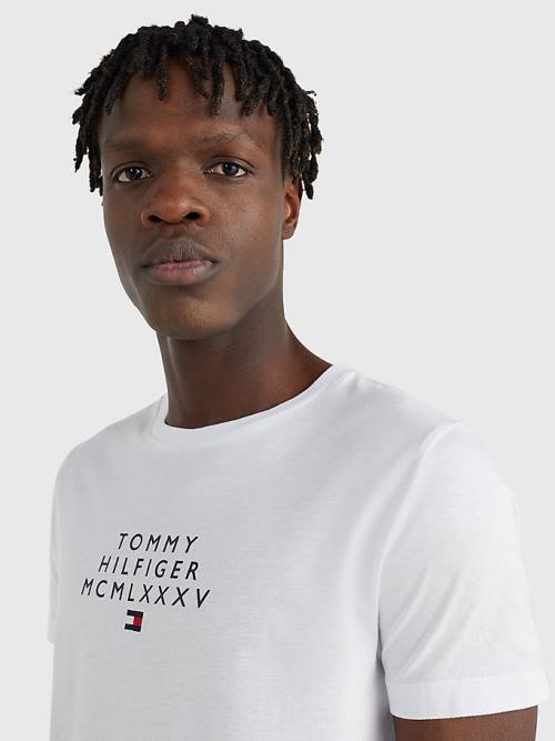 White Tommy Hilfiger Graphic Logo Men's T Shirts | TH348ZVM