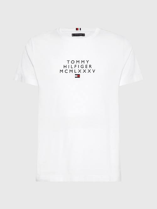 White Tommy Hilfiger Graphic Logo Men's T Shirts | TH348ZVM