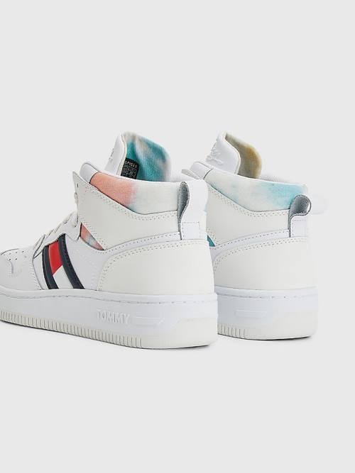 White Tommy Hilfiger High-Top Basketball Women's Sneakers | TH217GHV