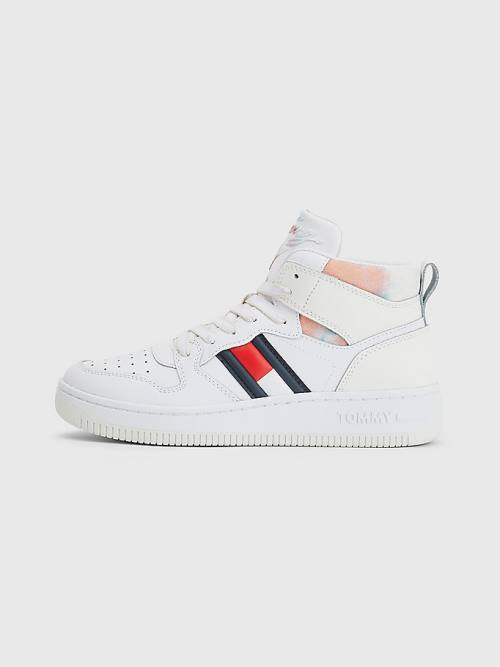 White Tommy Hilfiger High-Top Basketball Women's Sneakers | TH217GHV