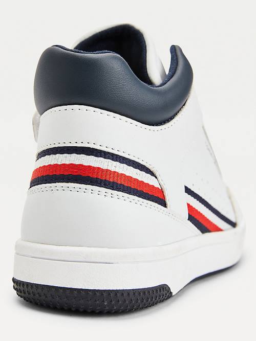 White Tommy Hilfiger High-Top Lace-Up Boys' Sneakers | TH280LIS