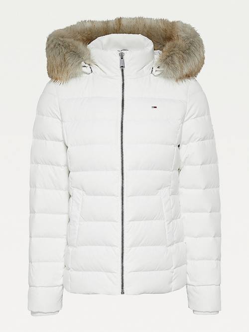 White Tommy Hilfiger Hooded Down Women's Jackets | TH904WRK