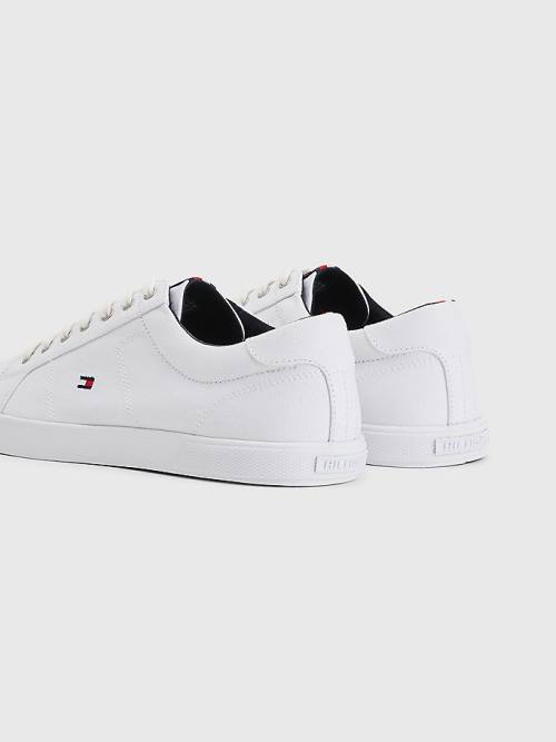 White Tommy Hilfiger Iconic Lace-Up Canvas Men's Sneakers | TH759QWL