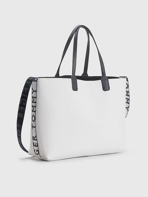 White Tommy Hilfiger Iconic Signature Tote Women's Bags | TH873VZS