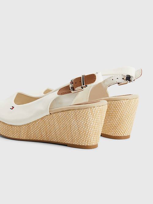 White Tommy Hilfiger Iconic Slingback Espadrille Wedges Women's Sandals | TH357XVL