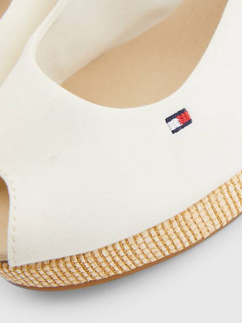 White Tommy Hilfiger Iconic Slingback Espadrille Wedges Women's Sandals | TH357XVL