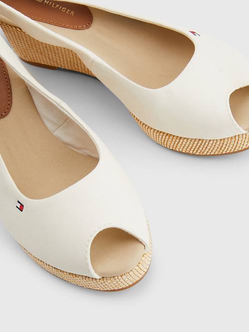 White Tommy Hilfiger Iconic Slingback Espadrille Wedges Women's Sandals | TH357XVL