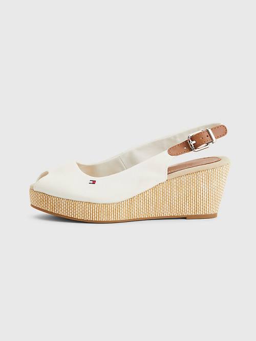 White Tommy Hilfiger Iconic Slingback Espadrille Wedges Women's Sandals | TH357XVL