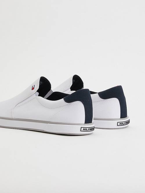 White Tommy Hilfiger Iconic Slip-On Canvas Men's Sneakers | TH531ADC