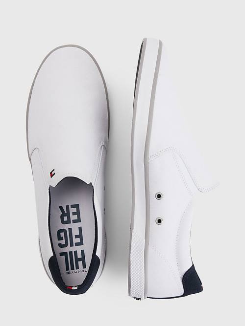 White Tommy Hilfiger Iconic Slip-On Canvas Men's Sneakers | TH531ADC