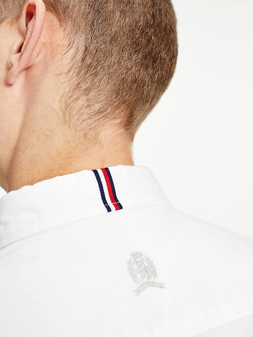 White Tommy Hilfiger Icons Crest Embroidery Regular Fit Men's Shirts | TH610CEK