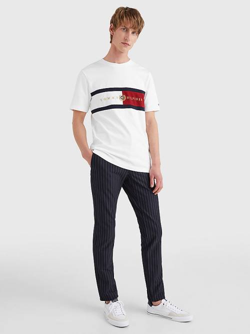 White Tommy Hilfiger Icons Crest Men's T Shirts | TH094DMR