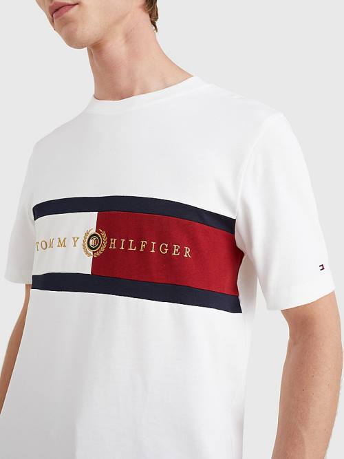 White Tommy Hilfiger Icons Crest Men's T Shirts | TH094DMR