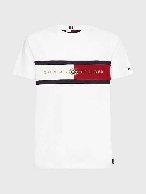 White Tommy Hilfiger Icons Crest Men's T Shirts | TH094DMR