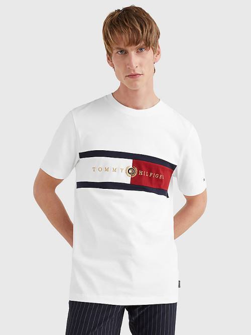 White Tommy Hilfiger Icons Crest Men\'s T Shirts | TH094DMR